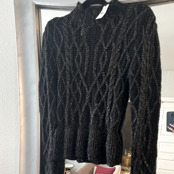 EXPRESS Black and Gold Shimmer Sweater. - Picture 1 of 9